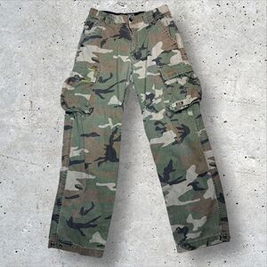 WearFirst WF1 Woodland Camo Cargo Pants 31x32 Ramie Cotton Y2K Skate Workwear